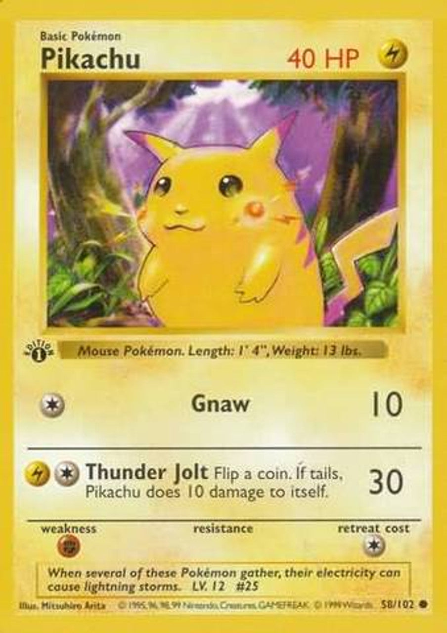 Pikachu (58/102) (Red Cheeks Misprint) [Base Set 1st Edition] | Card Citadel