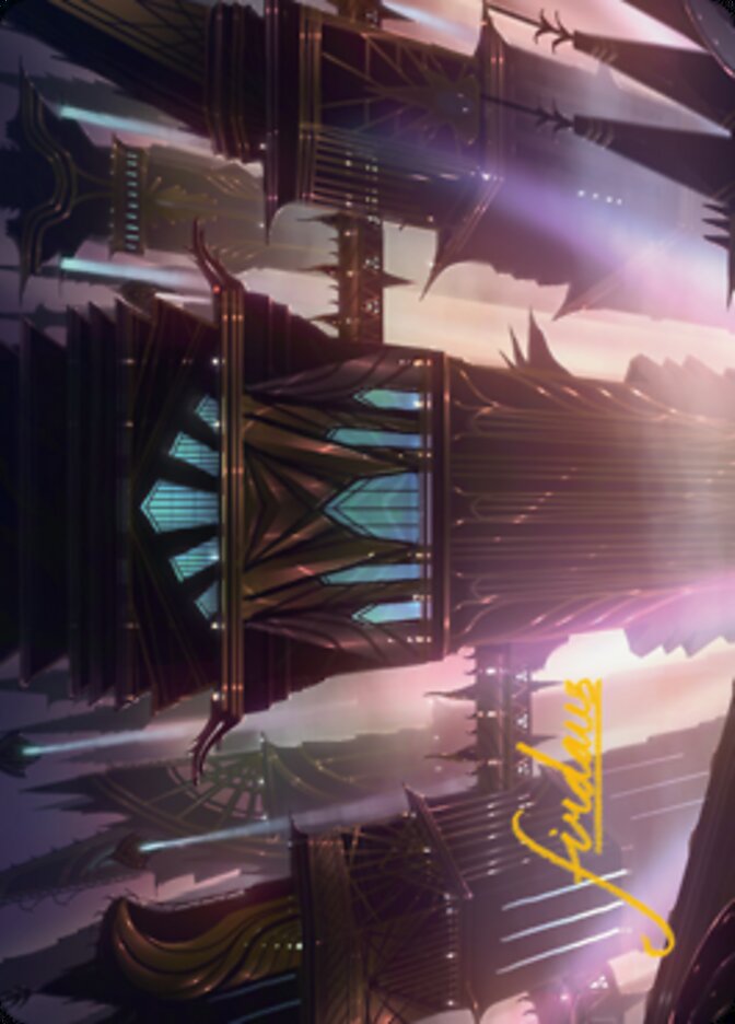 Skybridge Towers Art Card (Gold-Stamped Signature) [Streets of New Capenna Art Series] | Card Citadel