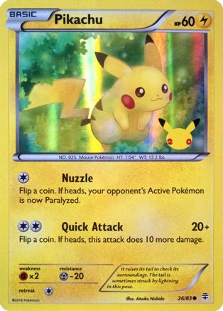 Pikachu (26/83) (20th Anniversary) [XY: Generations] | Card Citadel