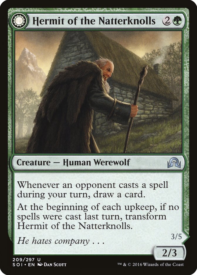Hermit of the Natterknolls // Lone Wolf of the Natterknolls [Shadows over Innistrad] | Card Citadel