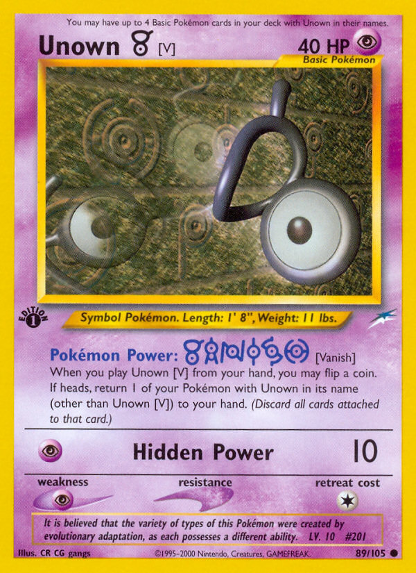 Unown [V] (89/105) [Neo Destiny 1st Edition] | Card Citadel