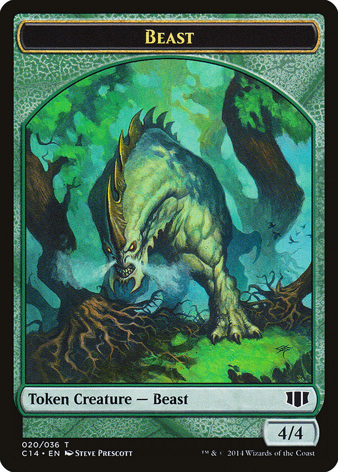 Elf Druid // Beast (020/036) Double-sided Token [Commander 2014 Tokens] | Card Citadel