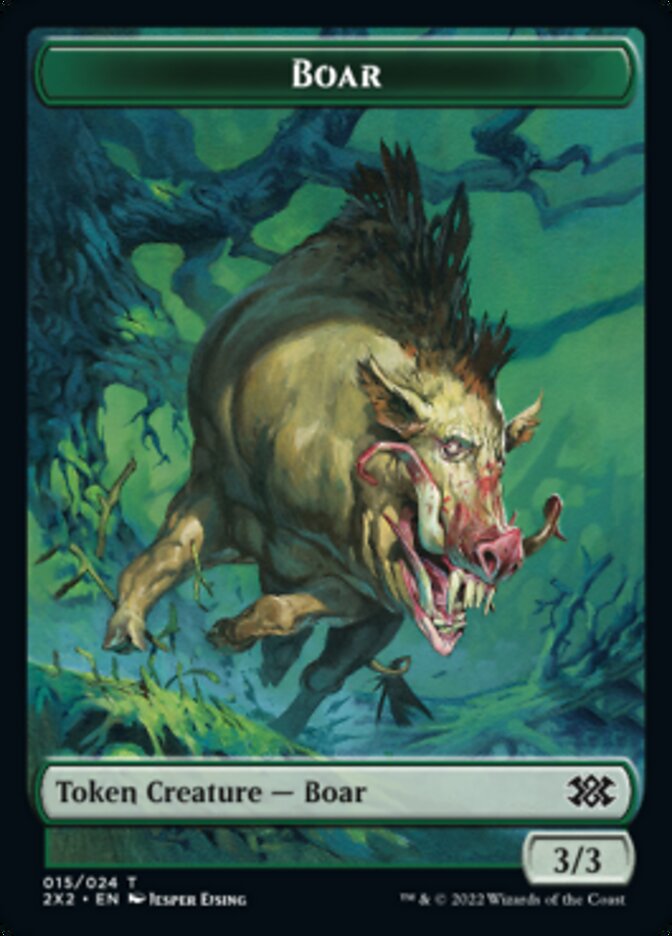 Boar // Knight Double-sided Token [Double Masters 2022 Tokens] | Card Citadel