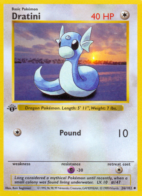 Dratini (26/102) (Shadowless) [Base Set 1st Edition] | Card Citadel