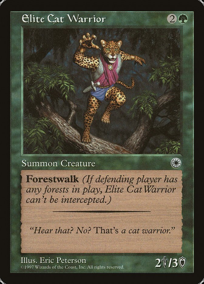 Elite Cat Warrior (With Flavor Text) [Portal] | Card Citadel