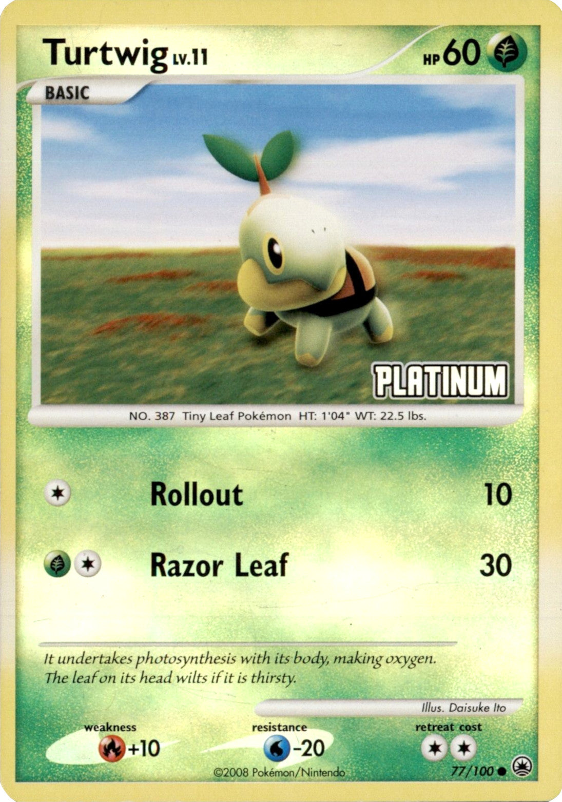 Turtwig LV.11 (77/100) (Platinum) [Burger King Promos: 2008 Collection] | Card Citadel