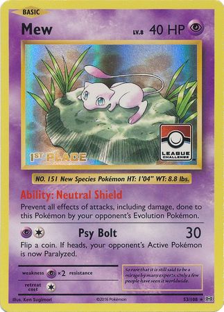 Mew (53/108) (League Promo 1st Place) [XY: Evolutions] | Card Citadel