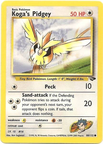 Koga's Pidgey (80/132) [Gym Challenge Unlimited] | Card Citadel