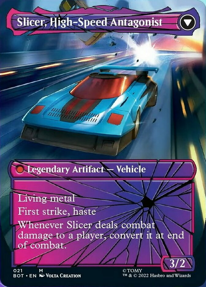 Slicer, Hired Muscle // Slicer, High-Speed Antagonist (Shattered Glass) [Universes Beyond: Transformers] | Card Citadel