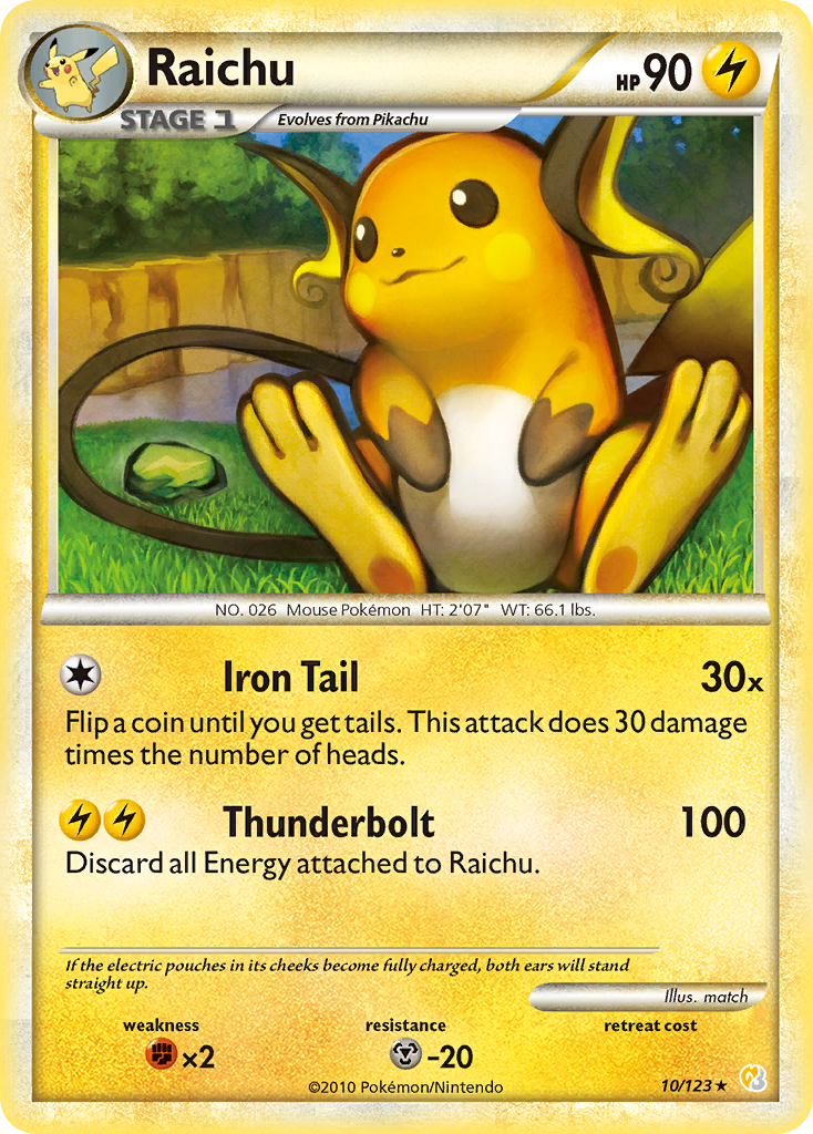 Raichu (10/123) [HeartGold & SoulSilver: Base Set] | Card Citadel