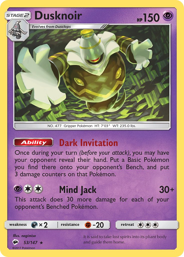 Dusknoir (53/147) (Theme Deck Exclusive) [Sun & Moon: Burning Shadows] | Card Citadel