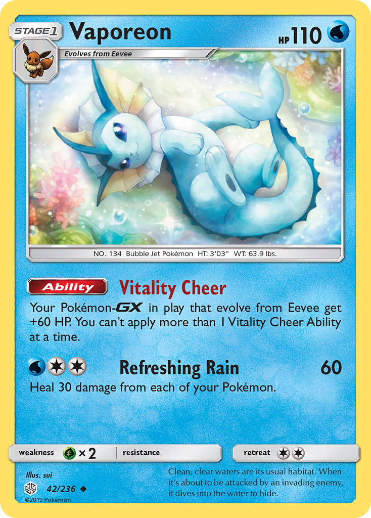 Vaporeon (42/236) [Sun & Moon: Cosmic Eclipse] | Card Citadel