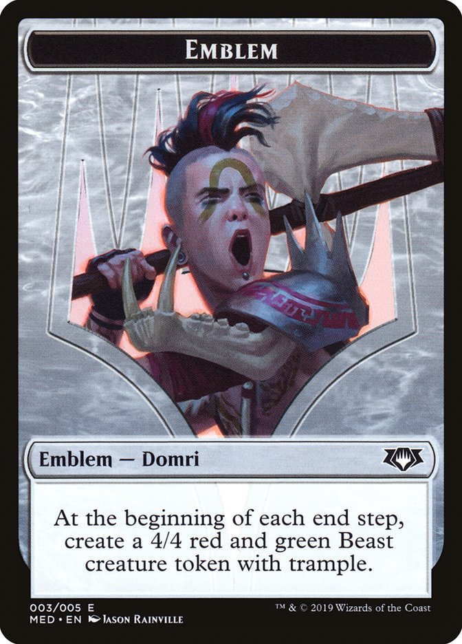 Emblem - Domri, Chaos Bringer [Mythic Edition Tokens] | Card Citadel