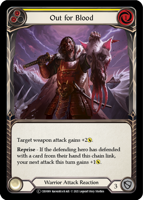 Out for Blood (Yellow) (Rainbow Foil) [CRU089-RF] Unlimited Rainbow Foil | Card Citadel