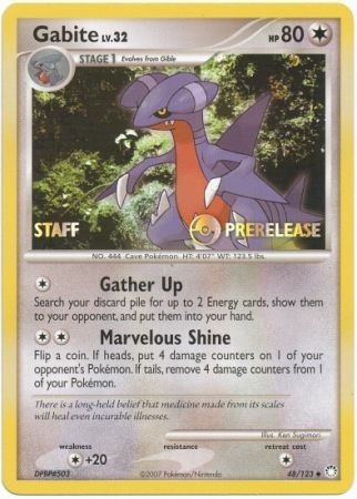 Gabite (48/123) (Staff Prerelease Promo) [Diamond & Pearl: Black Star Promos] | Card Citadel
