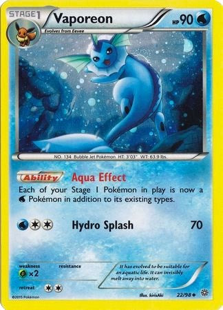 Vaporeon (22/98) (Cosmos Holo) [XY: Ancient Origins] | Card Citadel