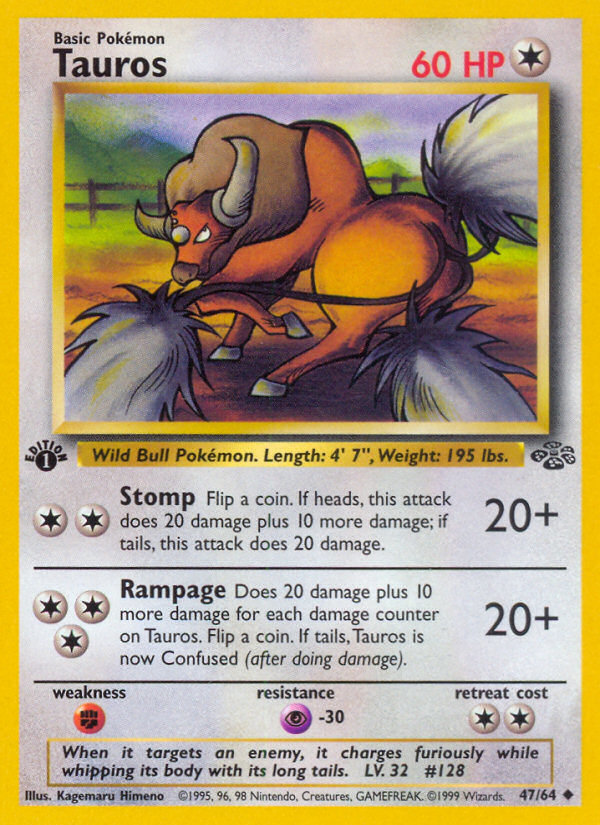 Tauros (47/64) [Jungle 1st Edition] | Card Citadel