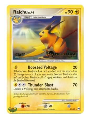 Raichu (27/99) (Staff Prerelease Promo) [Nintendo: Black Star Promos] | Card Citadel