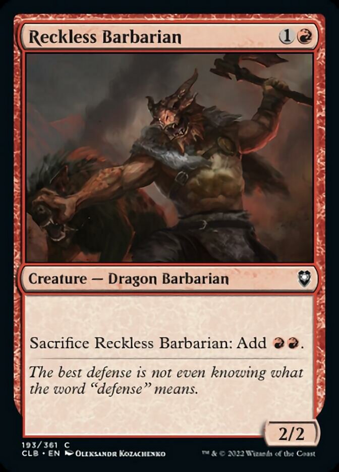 Reckless Barbarian [Commander Legends: Battle for Baldur's Gate] | Card Citadel