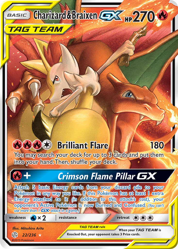 Charizard & Braixen GX (22/236) [Sun & Moon: Cosmic Eclipse] | Card Citadel