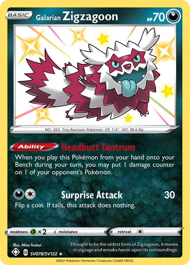 Galarian Zigzagoon (SV078/SV122) [Sword & Shield: Shining Fates] | Card Citadel