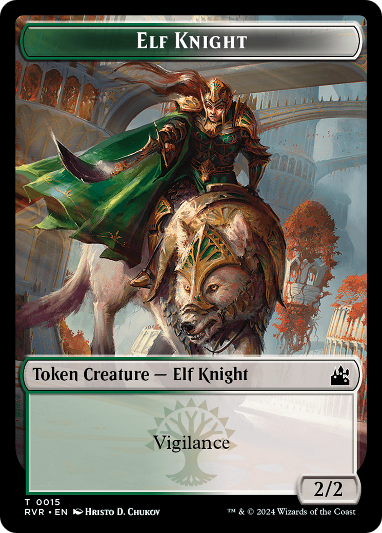 Elf Knight // Spirit (0004) Double-Sided Token [Ravnica Remastered Tokens] | Card Citadel