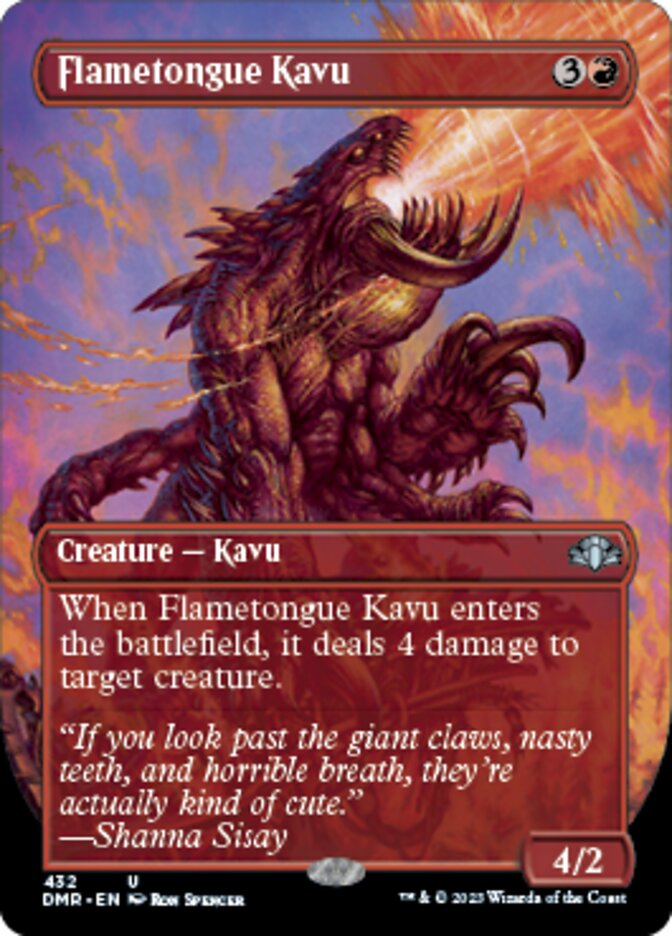 Flametongue Kavu (Borderless Alternate Art) [Dominaria Remastered] | Card Citadel