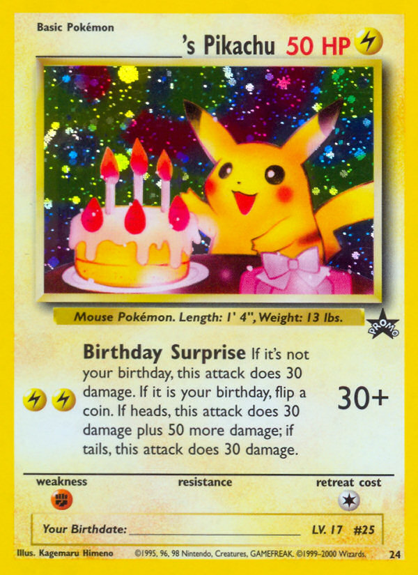 _____'s Pikachu (24) (Birthday Pikachu) [Wizards of the Coast: Black Star Promos] | Card Citadel