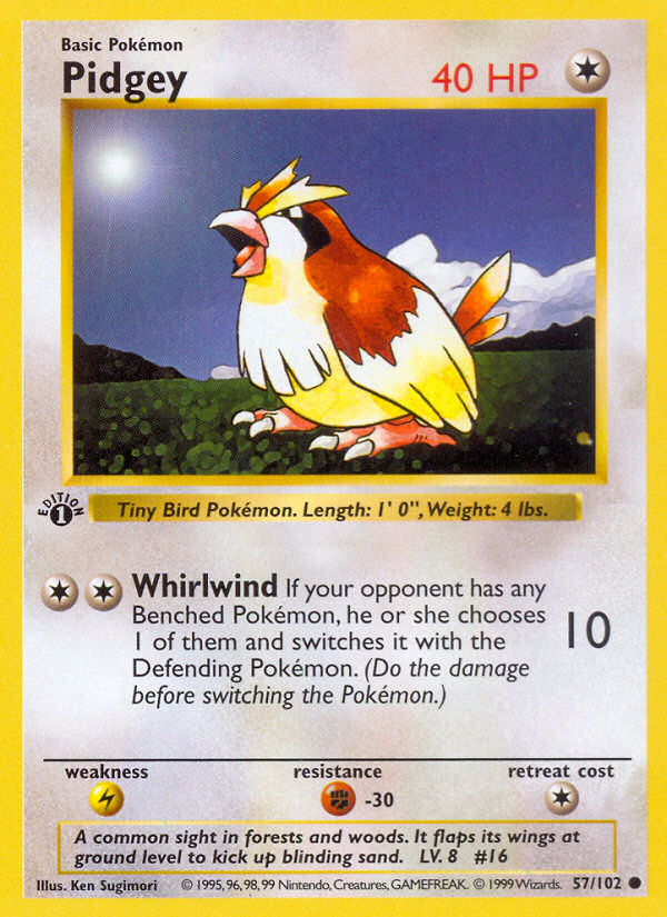 Pidgey (57/102) (Shadowless) [Base Set 1st Edition] | Card Citadel