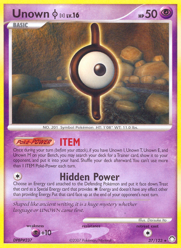 Unown I (37/123) [Diamond & Pearl: Mysterious Treasures] | Card Citadel