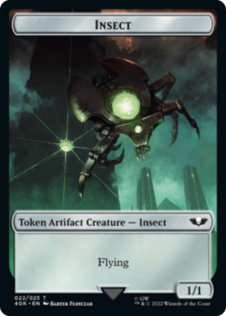 Necron Warrior // Insect Double-Sided (Surge Foil) [Warhammer 40,000 Tokens] | Card Citadel