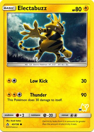 Electabuzz (43/156) (Pikachu Stamp #58) [Battle Academy 2020] | Card Citadel