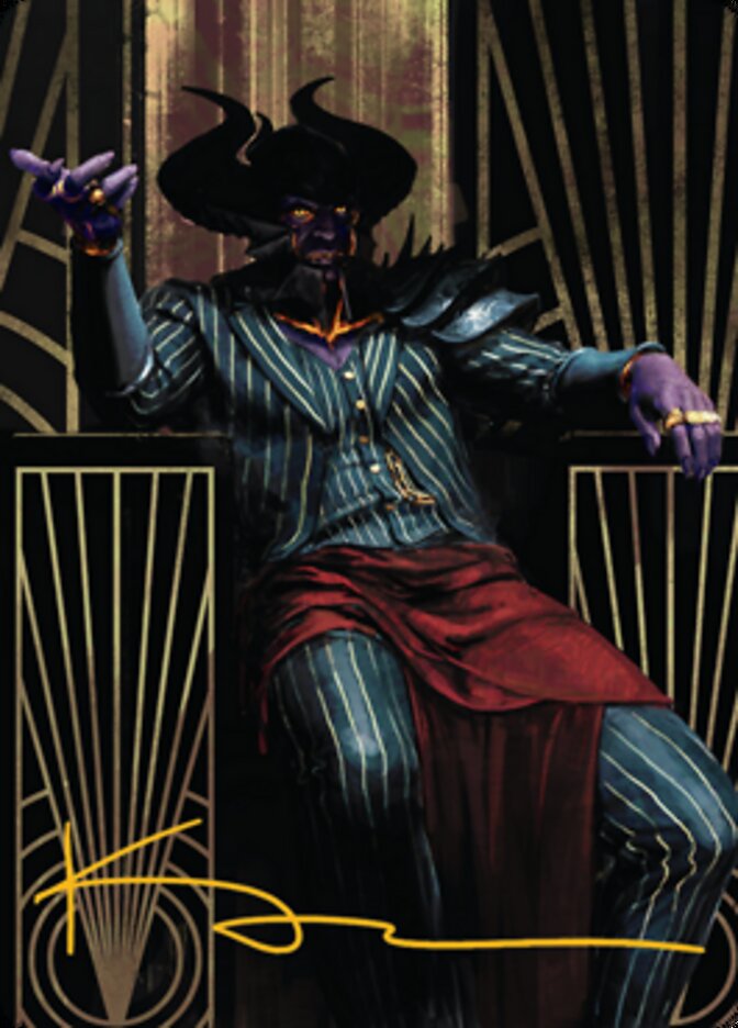 Ob Nixilis, the Adversary 2 Art Card (Gold-Stamped Signature) [Streets of New Capenna Art Series] | Card Citadel