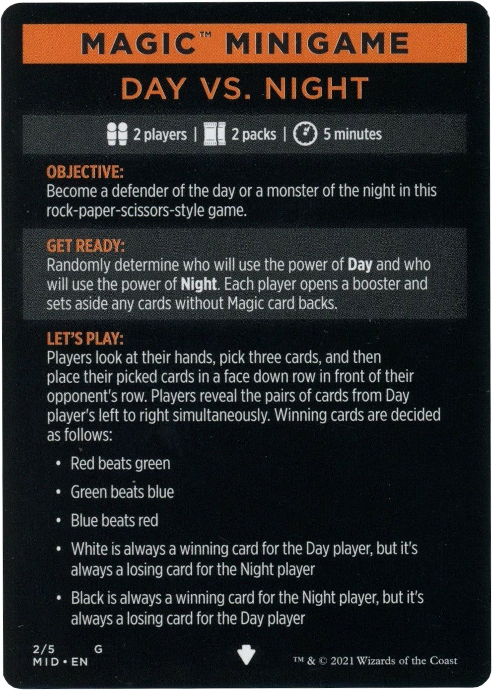 Day Vs. Night (Magic Minigame) [Innistrad: Midnight Hunt Minigame] | Card Citadel