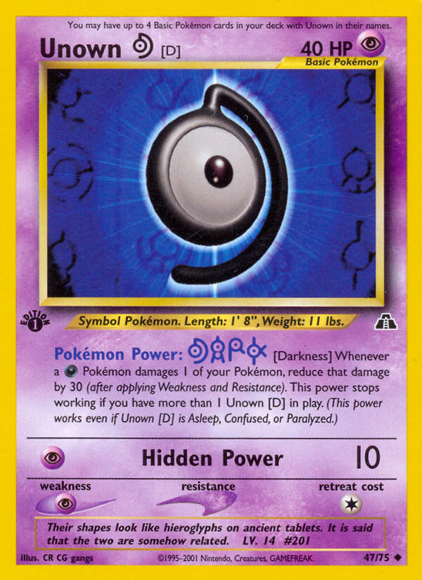 Unown [D] (47/75) [Neo Discovery 1st Edition] | Card Citadel