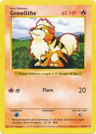 Growlithe (28/102) [Base Set Shadowless Unlimited] | Card Citadel