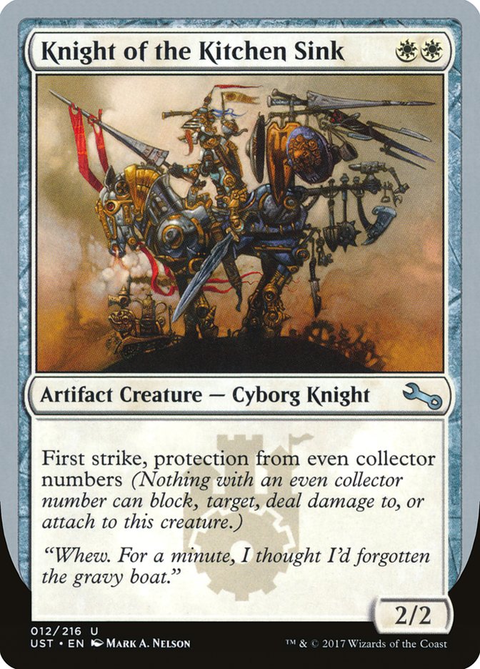 Knight of the Kitchen Sink ("protection from even collector numbers") [Unstable] | Card Citadel