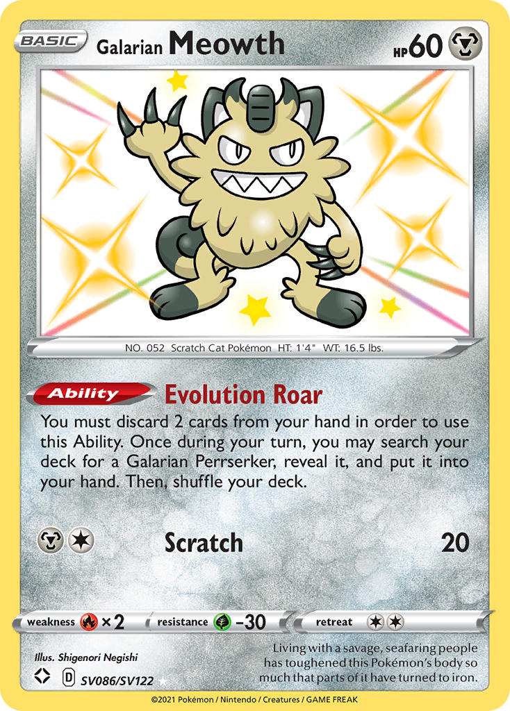 Galarian Meowth (SV086/SV122) [Sword & Shield: Shining Fates] | Card Citadel