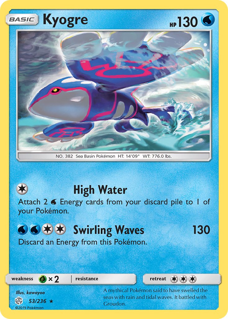 Kyogre (53/236) (Cracked Ice Holo) (Theme Deck Exclusive) [Sun & Moon: Cosmic Eclipse] | Card Citadel