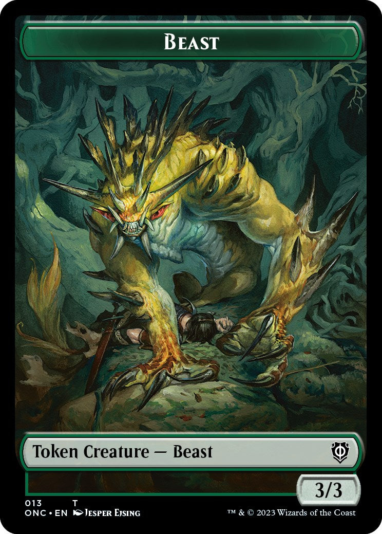 Poison Counter // Beast Double-Sided Token [Phyrexia: All Will Be One Commander Tokens] | Card Citadel