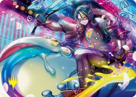 Tatsunari, Toad Rider Art Card (Gold-Stamped Signature) [Kamigawa: Neon Dynasty Art Series] | Card Citadel