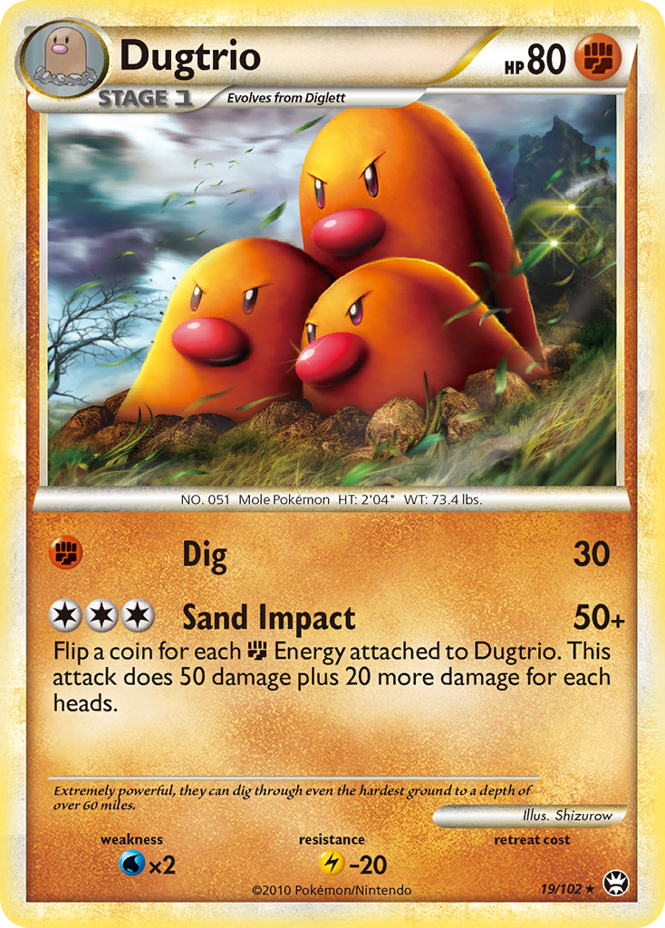 Dugtrio (19/102) [HeartGold & SoulSilver: Triumphant] | Card Citadel