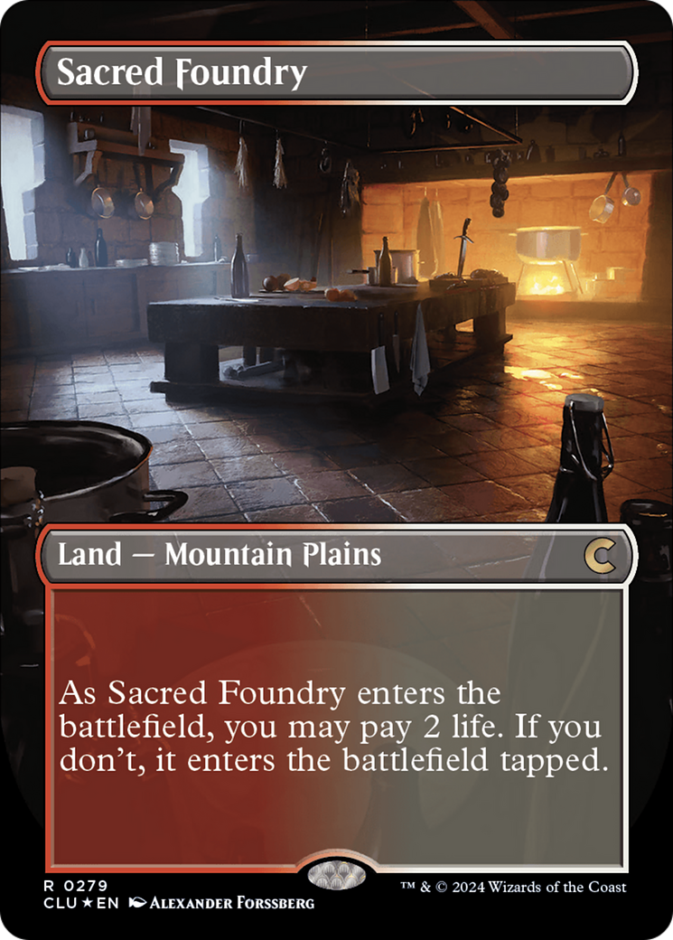 Sacred Foundry (Borderless) [Ravnica: Clue Edition] | Card Citadel