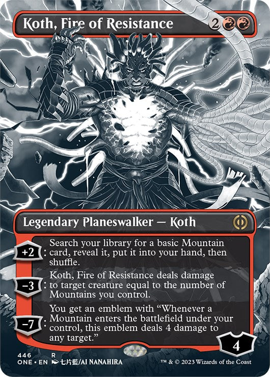 Koth, Fire of Resistance (Borderless Manga Step-and-Compleat Foil) [Phyrexia: All Will Be One] | Card Citadel