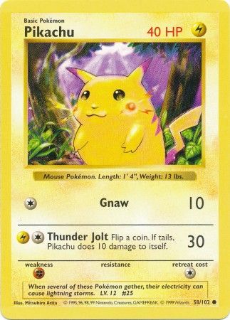 Pikachu (58/102) (Red Cheeks Misprint) [Base Set Shadowless Unlimited] | Card Citadel