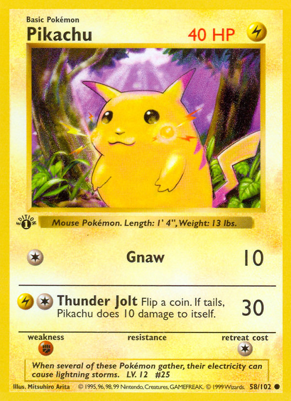 Pikachu (58/102) (Shadowless) [Base Set 1st Edition] | Card Citadel