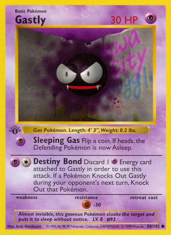 Gastly (50/102) (Shadowless) [Base Set 1st Edition] | Card Citadel