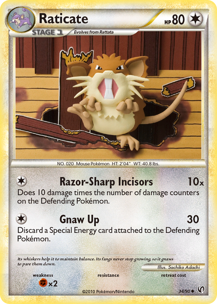 Raticate (34/90) [HeartGold & SoulSilver: Undaunted] | Card Citadel