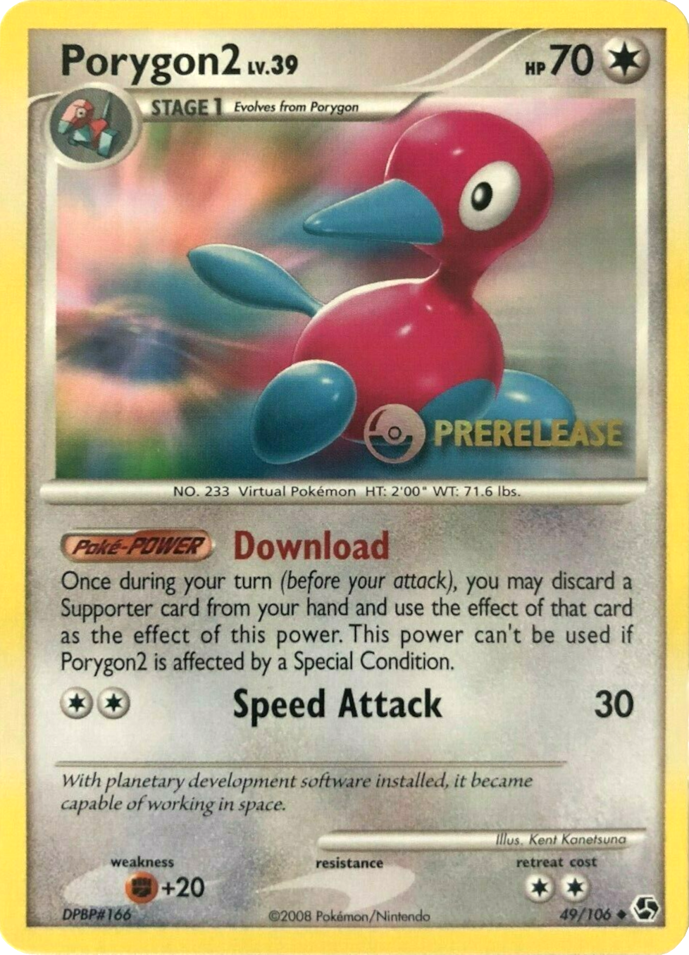 Porygon2 (49/106) (Prerelease Promo) [Diamond & Pearl: Black Star Promos] | Card Citadel