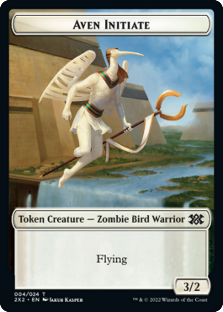 Worm // Aven Initiate Double-sided Token [Double Masters 2022 Tokens] | Card Citadel